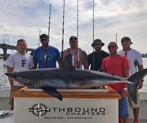 Mako shark fishing aboard Southbound Charters out of Waterford CT